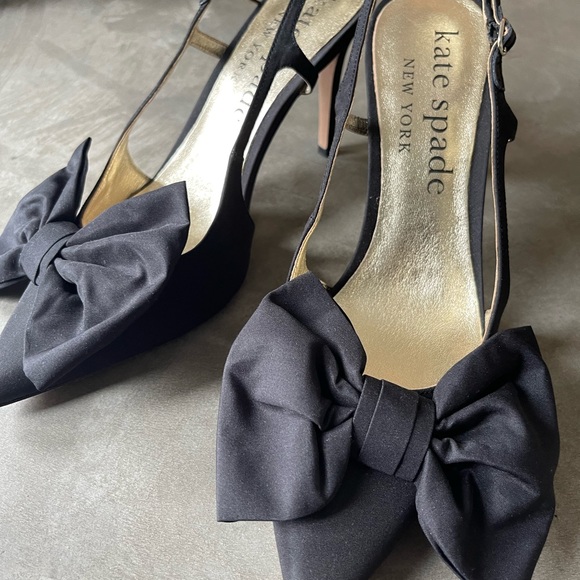 Kate Spade Satin Black Sheela Slingback Pumps - New - Picture 4 of 17
